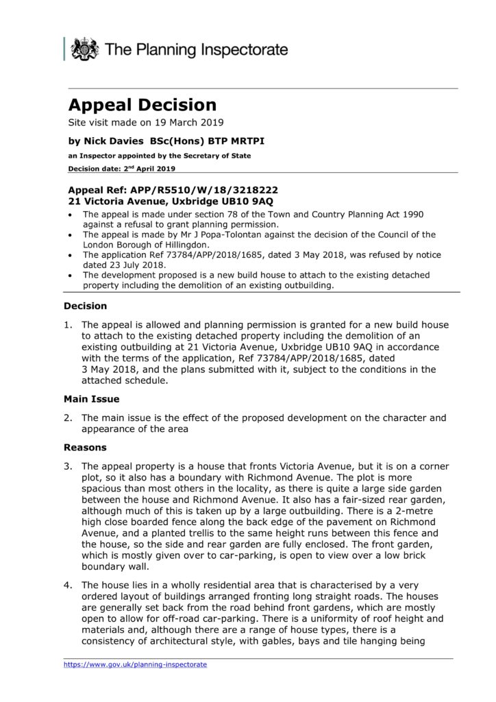 planning appeal decision hillingdon Just Planning is a planning