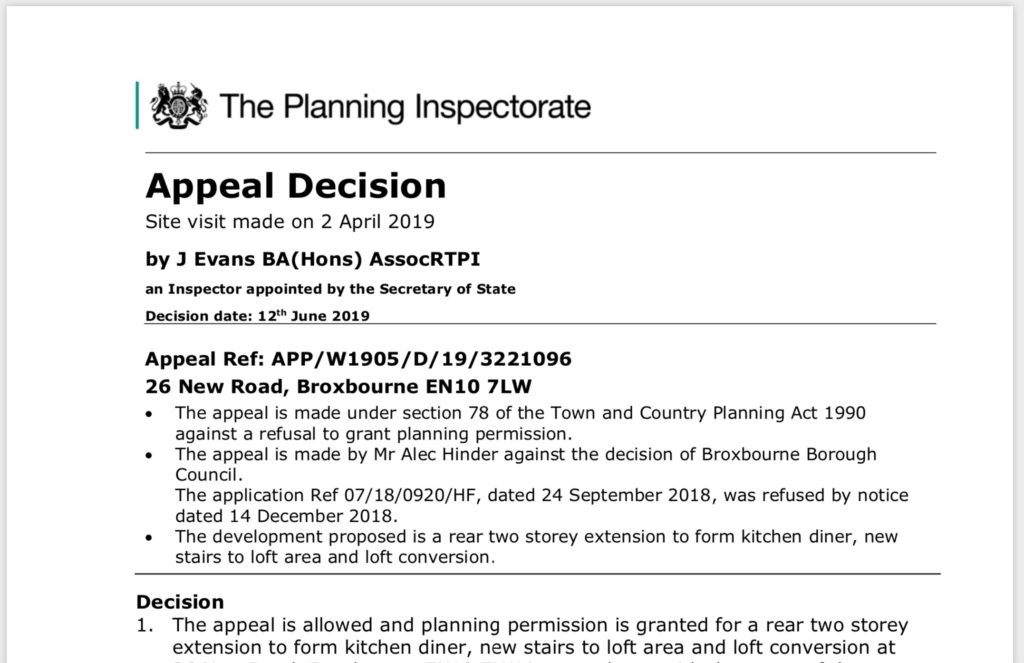 broxbourrne planning appeal Just Planning is a planning appeals
