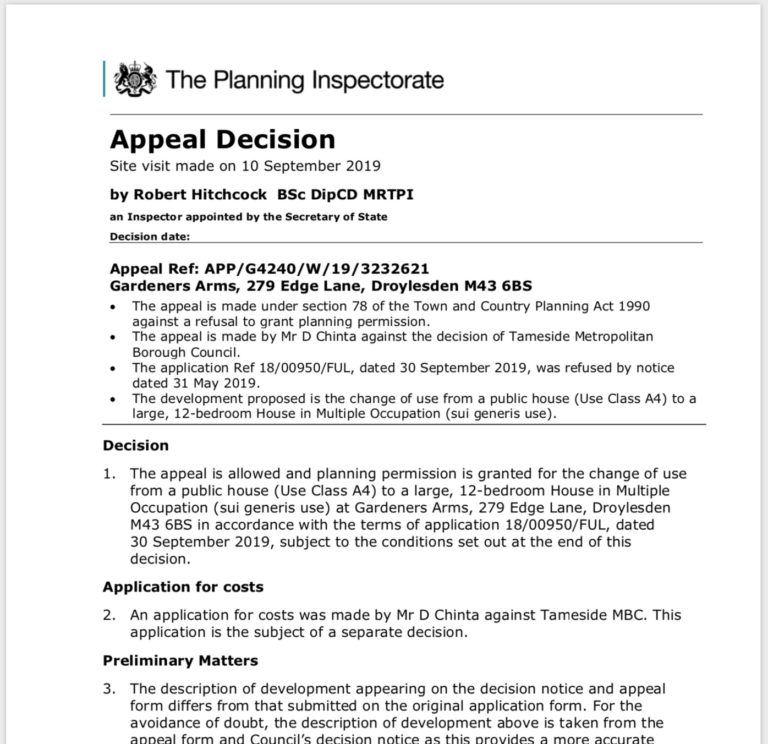 planning appeal decision manchester Just Planning is a planning