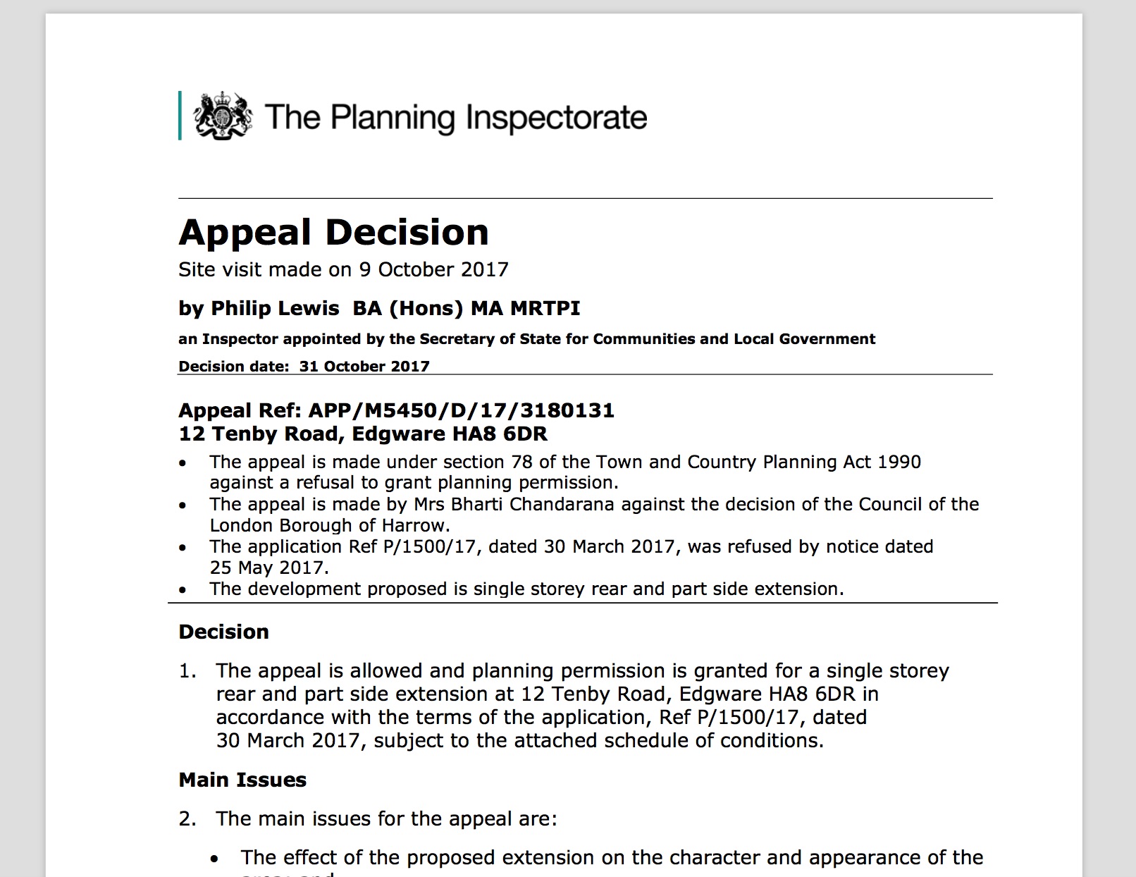 planning appeal decision
