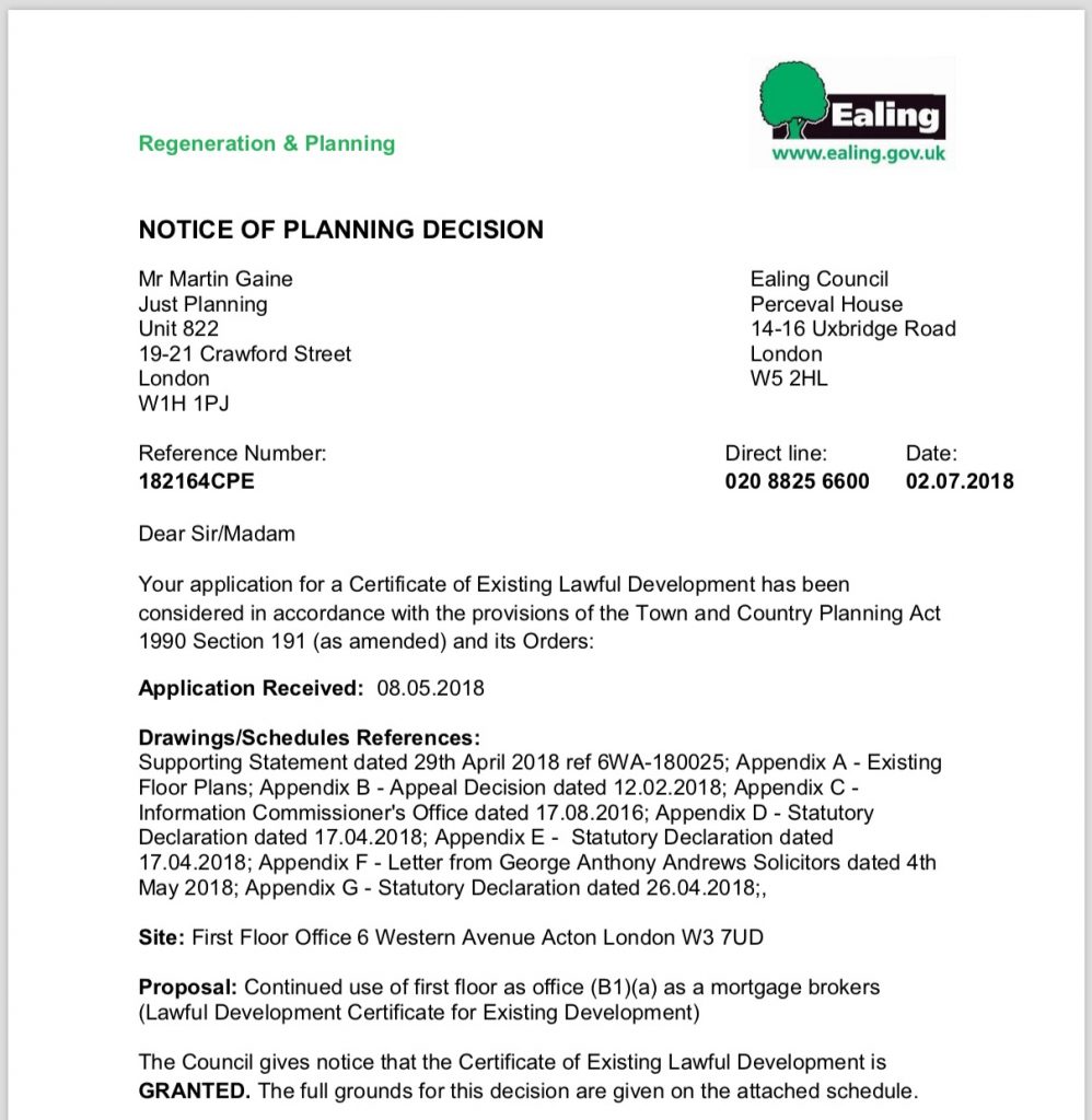 permission granted ealing Just Planning is a planning appeals specialist