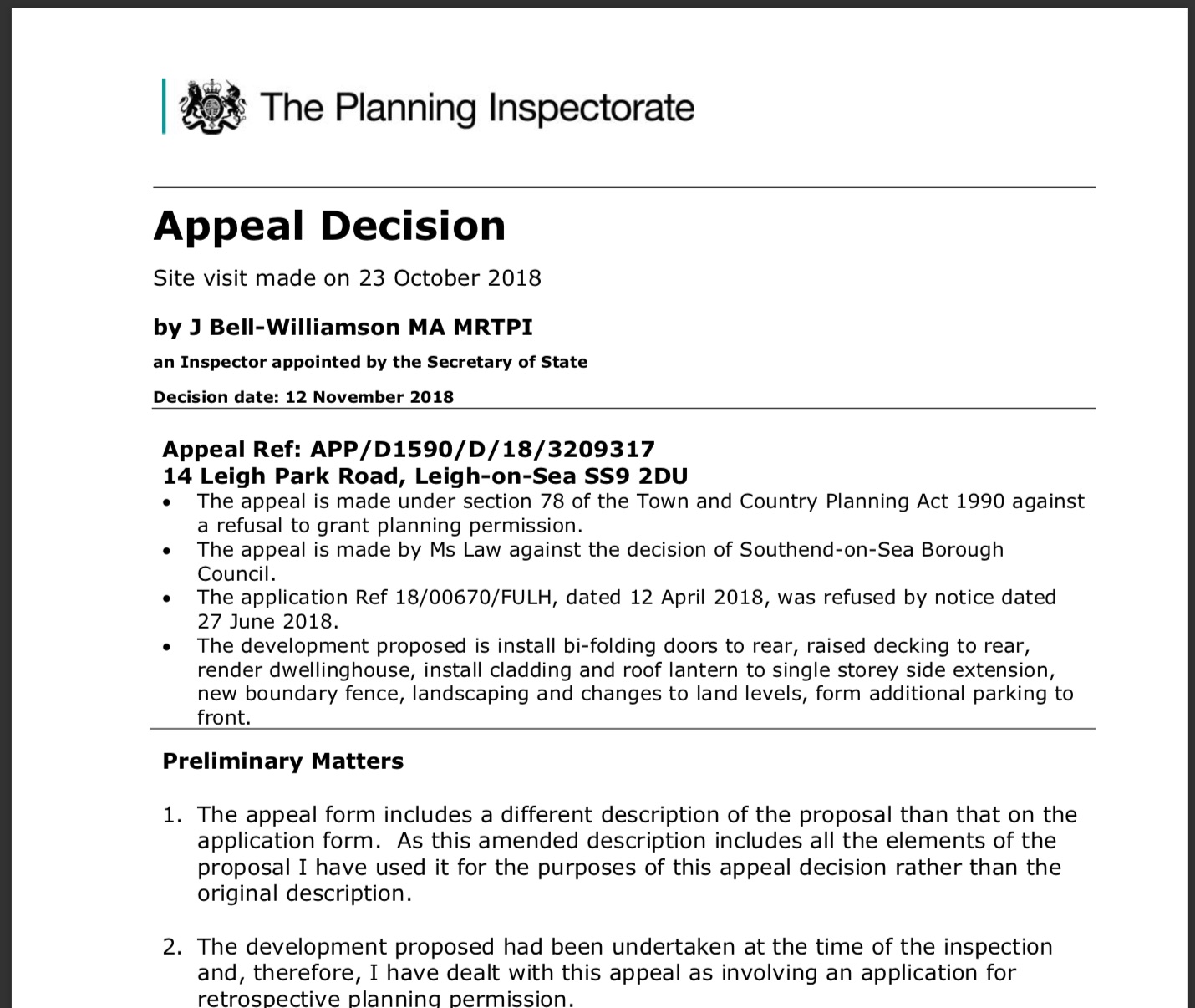 Appeal against a refusal of planning permission for householder