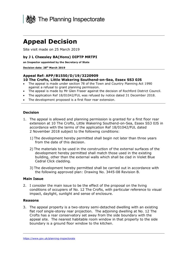 planning appeal decision rochford Just Planning is a planning appeals