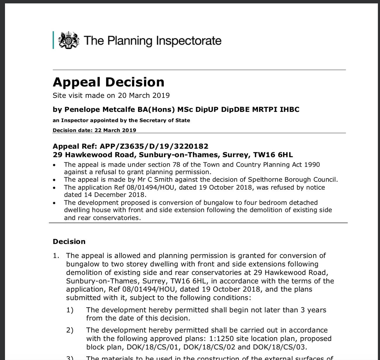 planning appeal written representation example