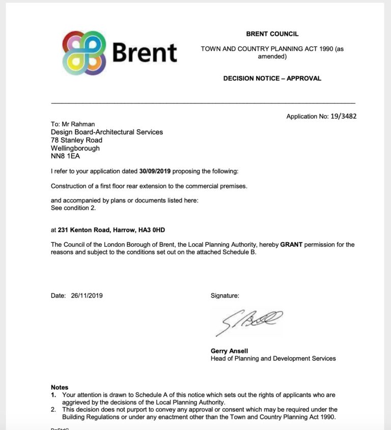 Brent House Planning Permission